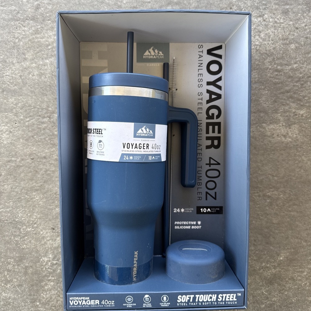 Hydrapeak Voyager 40oz Tumbler Combo Pack French Blue  NEW